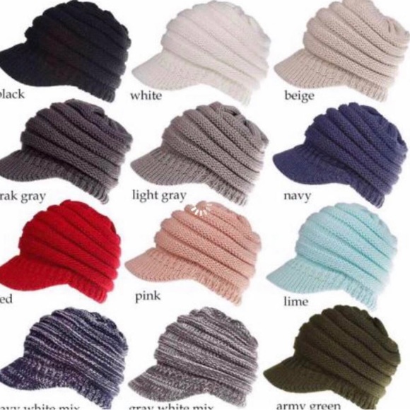 Beige Messy Pony Tail Beany Cap/Hat - Picture 5 of 5